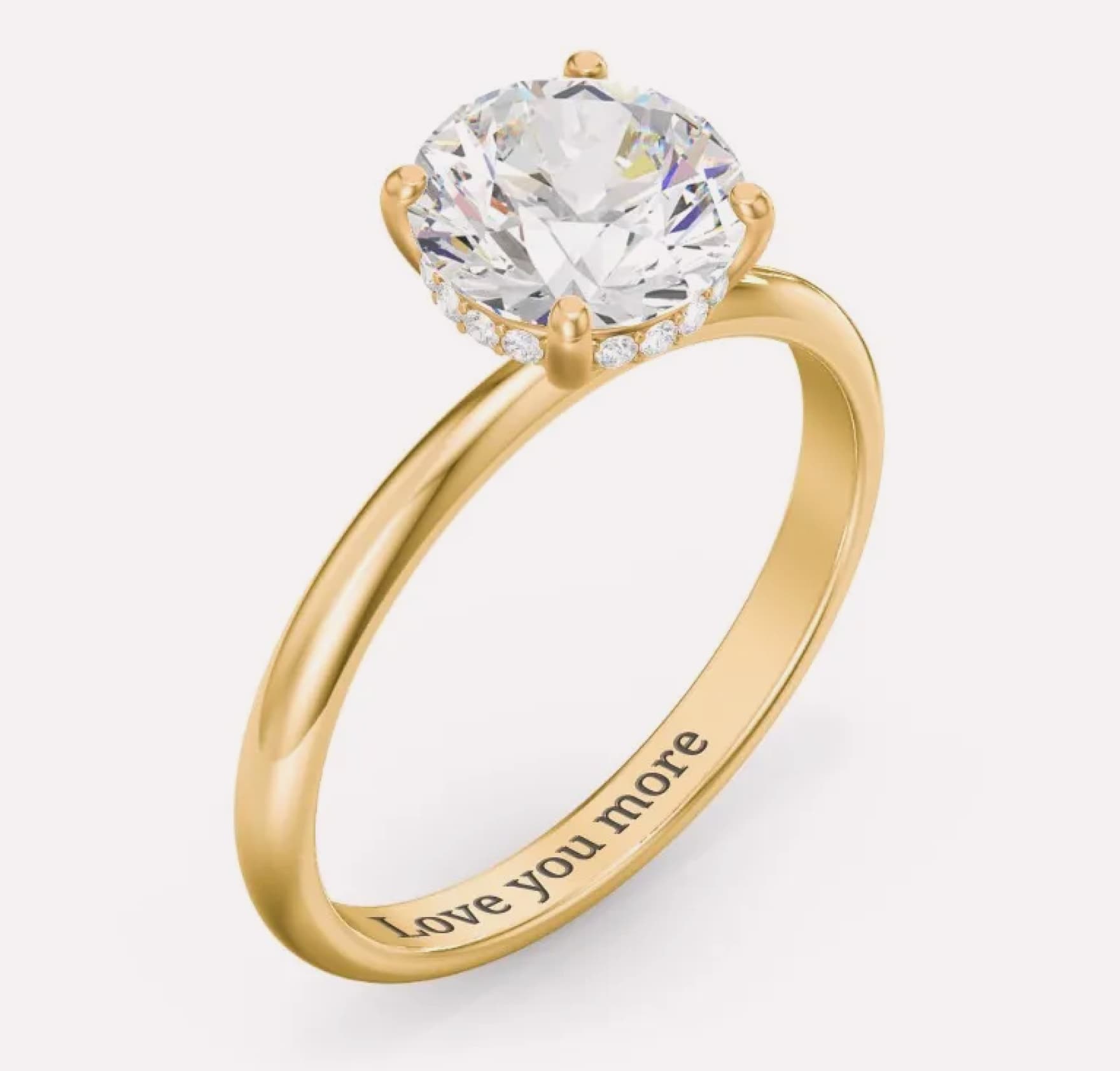 2 ct. (8mm) Moissanite Engagement Ring with Hidden Halo